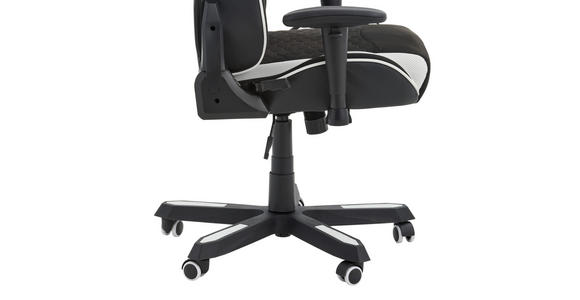GAMINGSTUHL in Lederlook, Mikrofaser Schwarz, Weiß - Schwarz/Weiß, Design, Kunststoff/Textil (72/128-138/72cm) - Xora