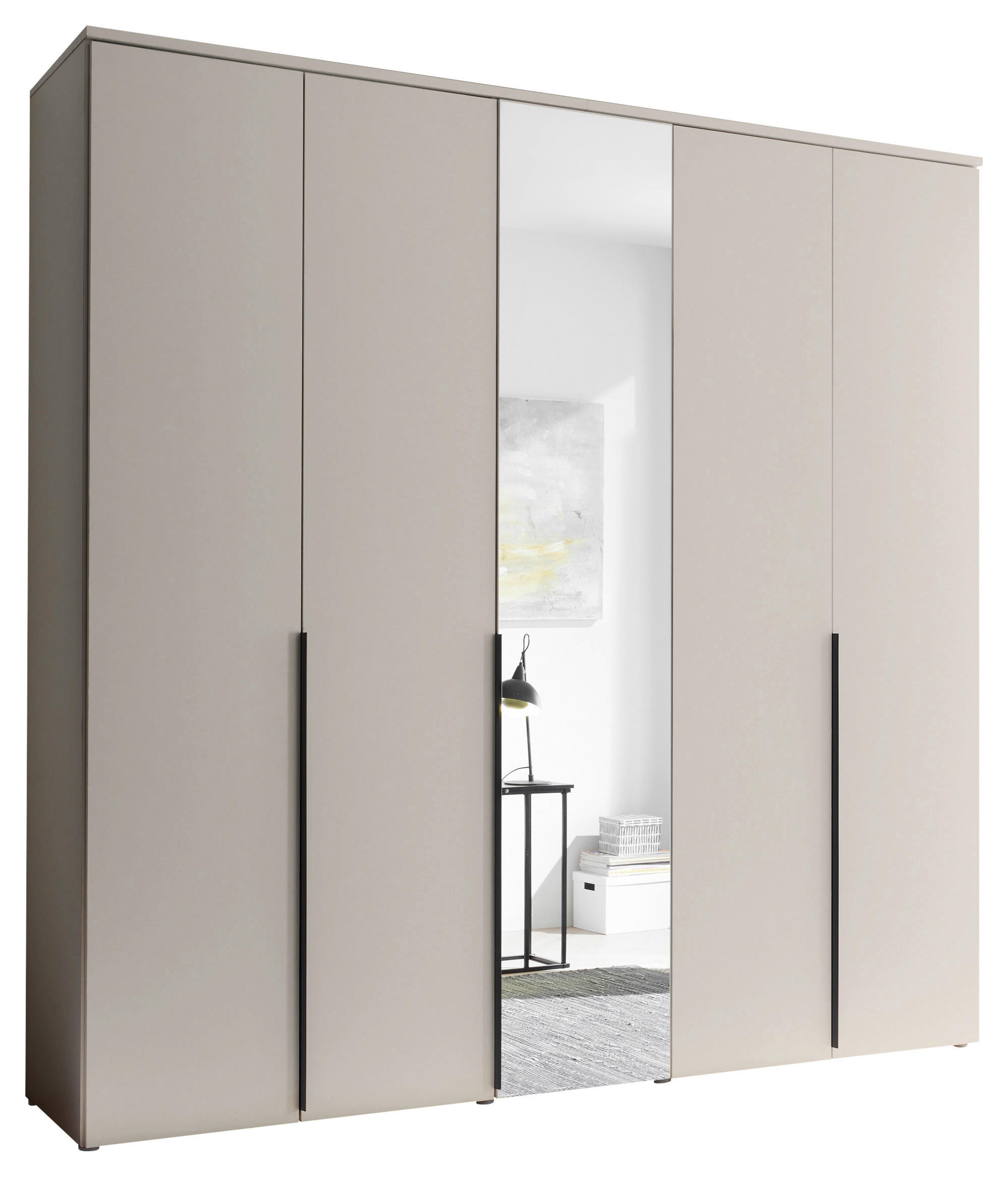 ORMAR S KLASIČNIM VRATIMA kašmir   - kašmir/crna, Moderno, staklo/drvni materijal (225/225/52cm) - Carryhome