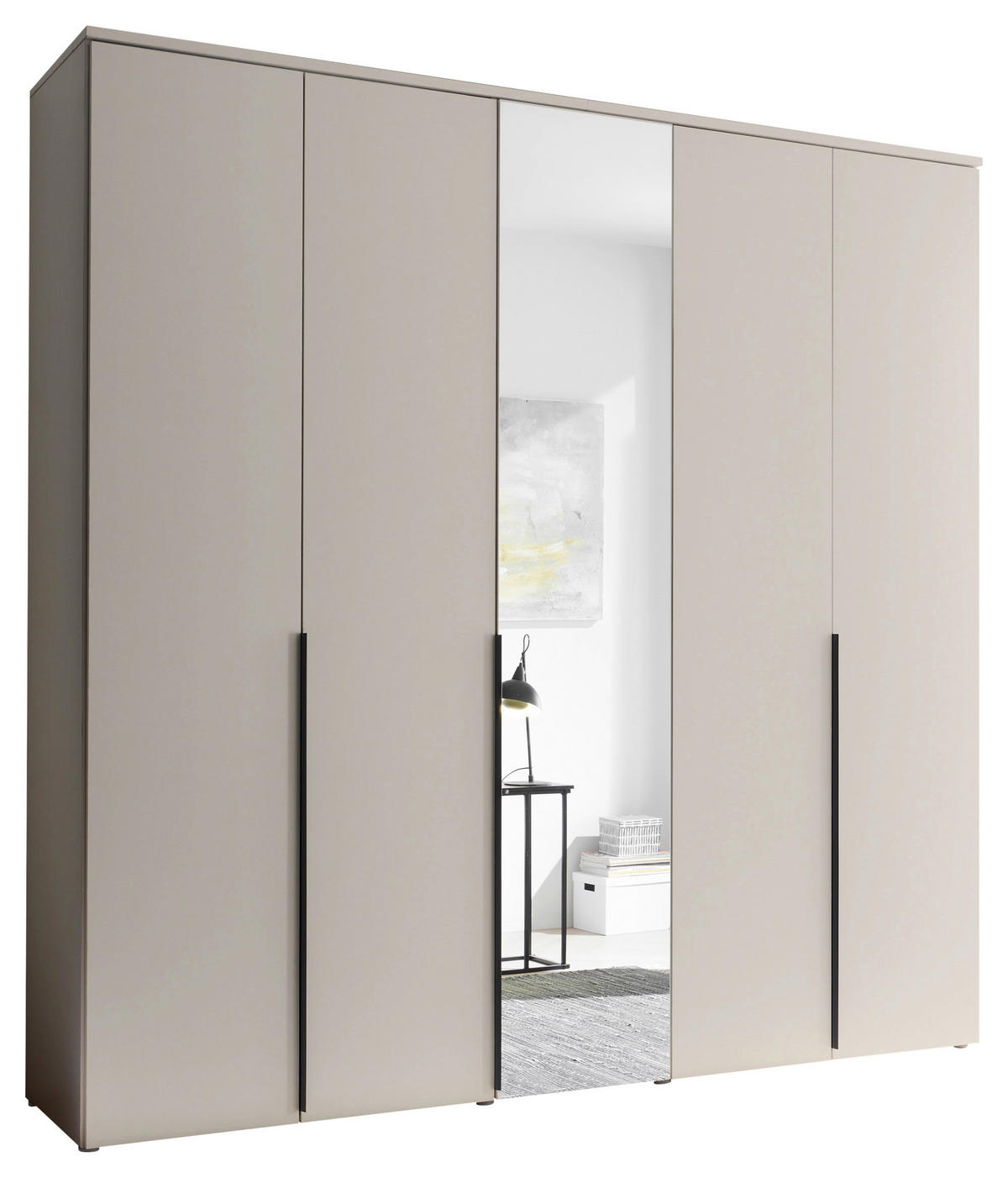 ORMAR S KLASIČNIM VRATIMA kašmir   - kašmir/crna, Moderno, staklo/drvni materijal (225/225/52cm) - Carryhome