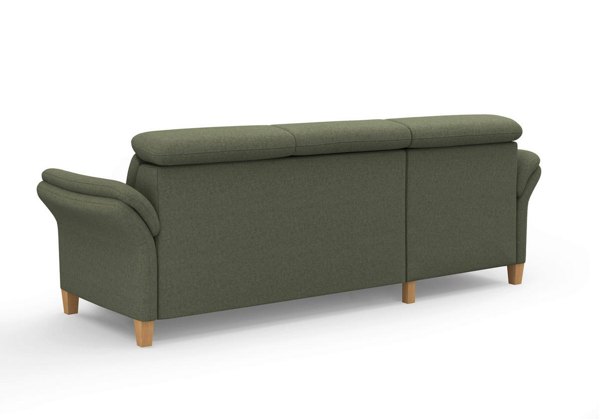 ECKSOFA GLENDALE E Olivgrün Flachgewebe  - Eichefarben/Olivgrün, KONVENTIONELL, Holz/Textil (166/253cm) - Sit & More