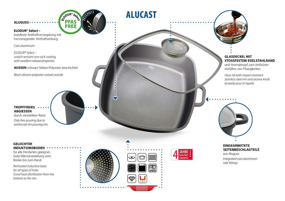 SERVIERPFANNE ALUCAST  - Basics, Metall (28/8,4/28cm) - ELO