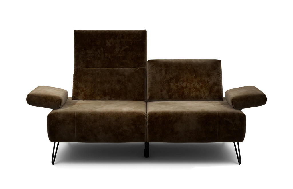 2-SITZER-SOFA Samt Braun  - Schwarz/Braun, Design, Textil/Metall (164-194/85/86-94cm) - SENSOO