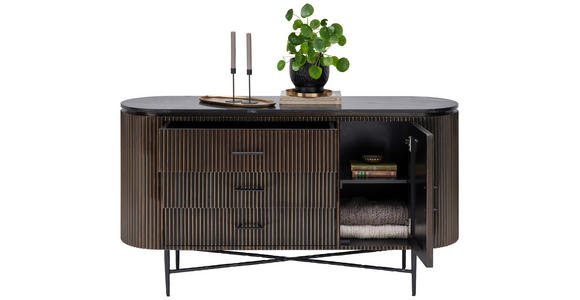 SIDEBOARD Messingfarben Einlegeboden  - Messingfarben/Schwarz, Trend, Holzwerkstoff/Stein (150/80/40cm) - Ambia Home