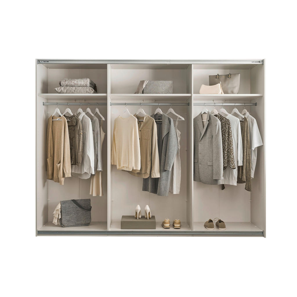 Thumbnail - Mid.you Schwebetürenschrank, Hellgrau, Eiche, Metall, 3 Fächer, 271x210x63 cm, Beimöbel erhältlich, Schlafzimmer, Kleide...