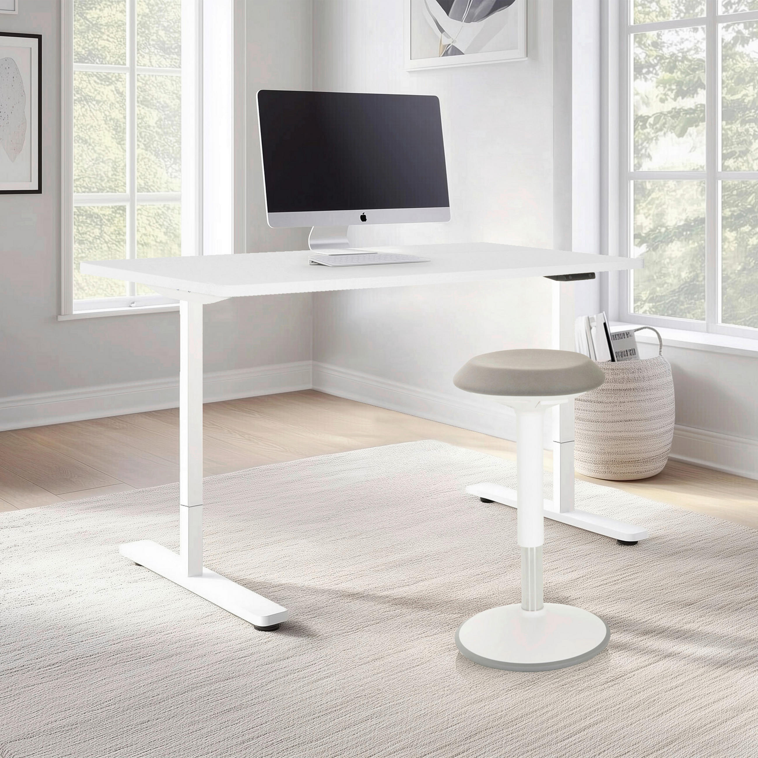 SCHREIBTISCH höhenverstellbar  - Weiß, MODERN, Holzwerkstoff (120/75 - 120/60cm) - MID.YOU