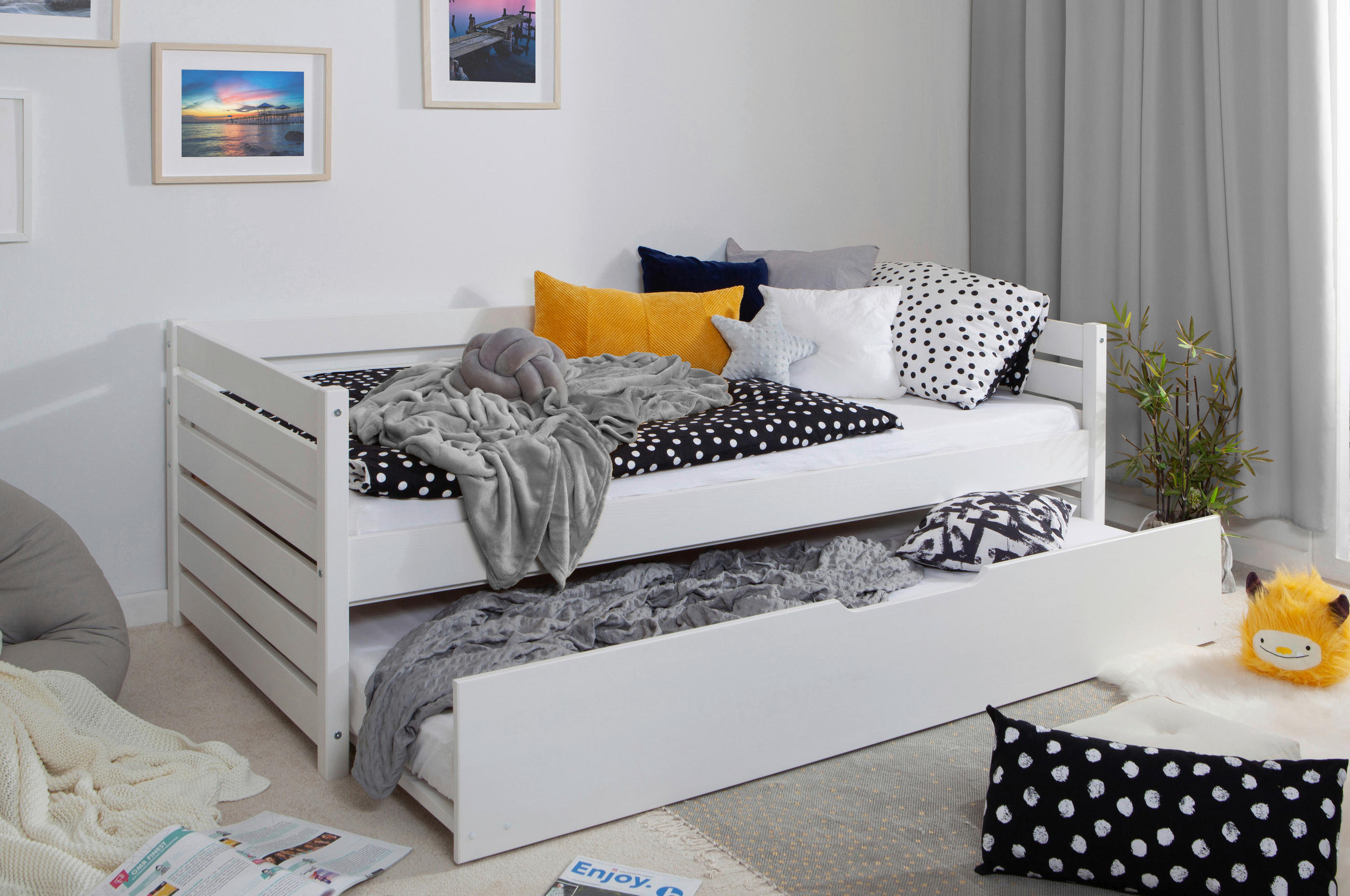 STAURAUMBETT 120/200 cm in Weiss - Weiss, Modern, Holz (120/200cm) - MID.YOU