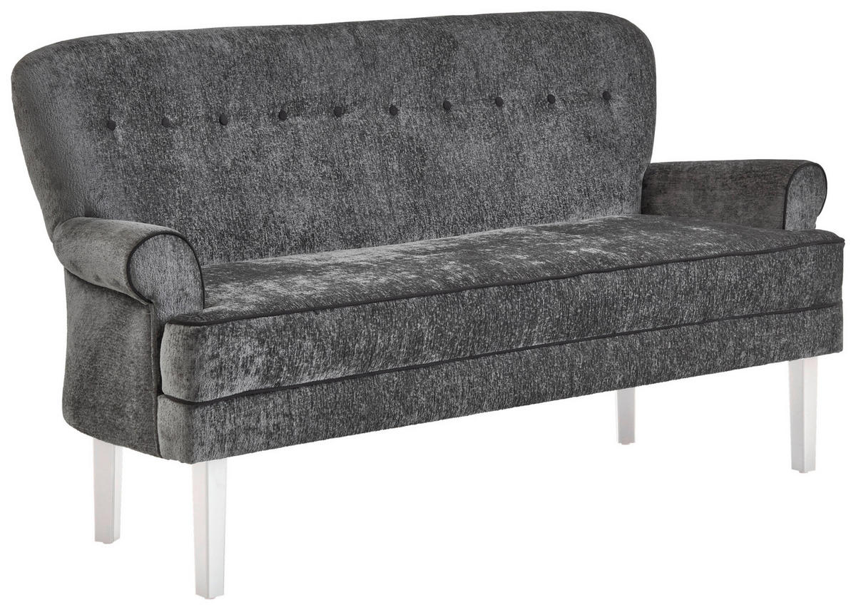 SITZBANK 180/91/75 cm Webstoff Grau Buche massiv  - Weiß/Grau, LIFESTYLE, Holz/Textil (180/91/75cm) - Valdera