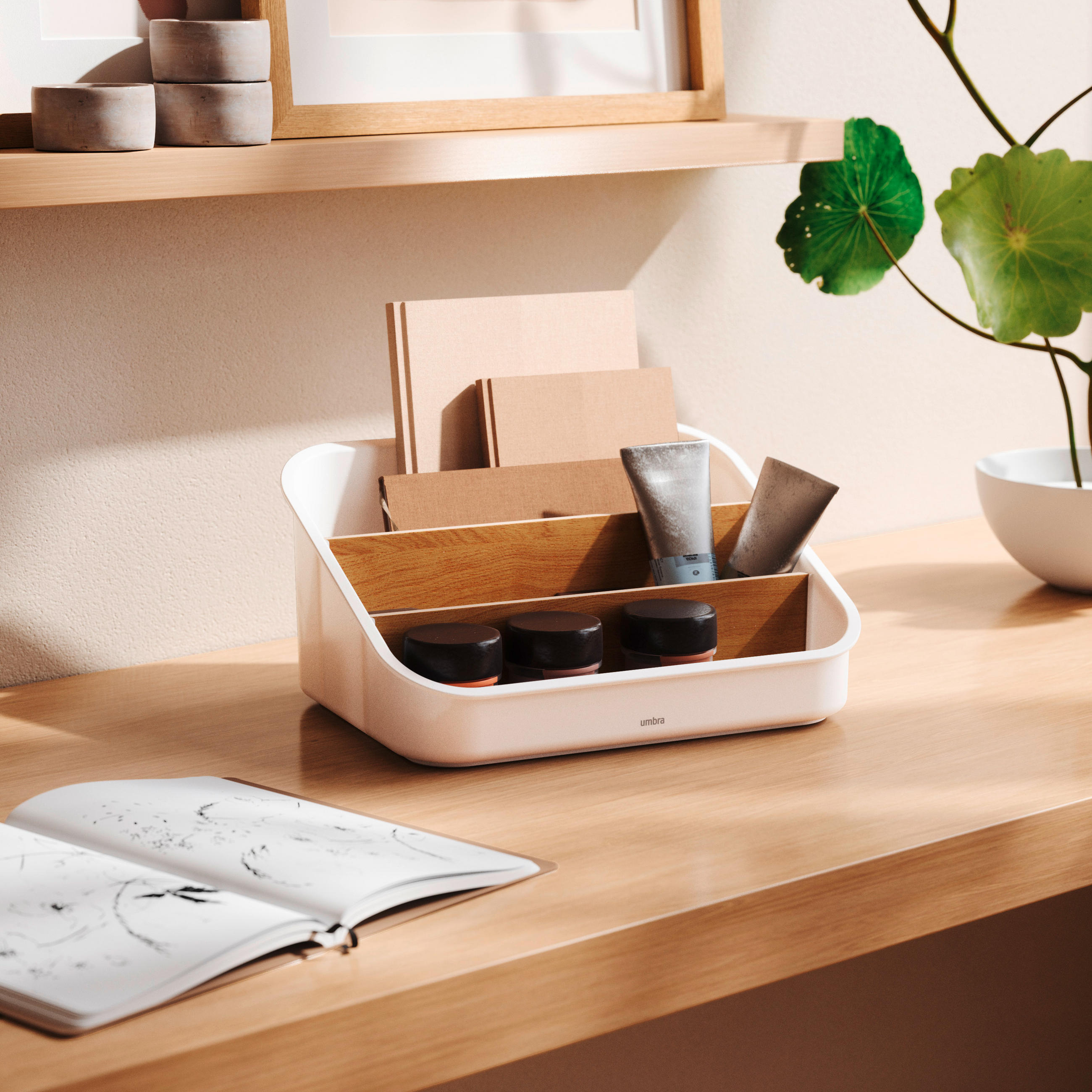 ORGANIZER  - Naturfarben/Weiß, Basics, Holz/Kunststoff (20/13/26cm) - Umbra