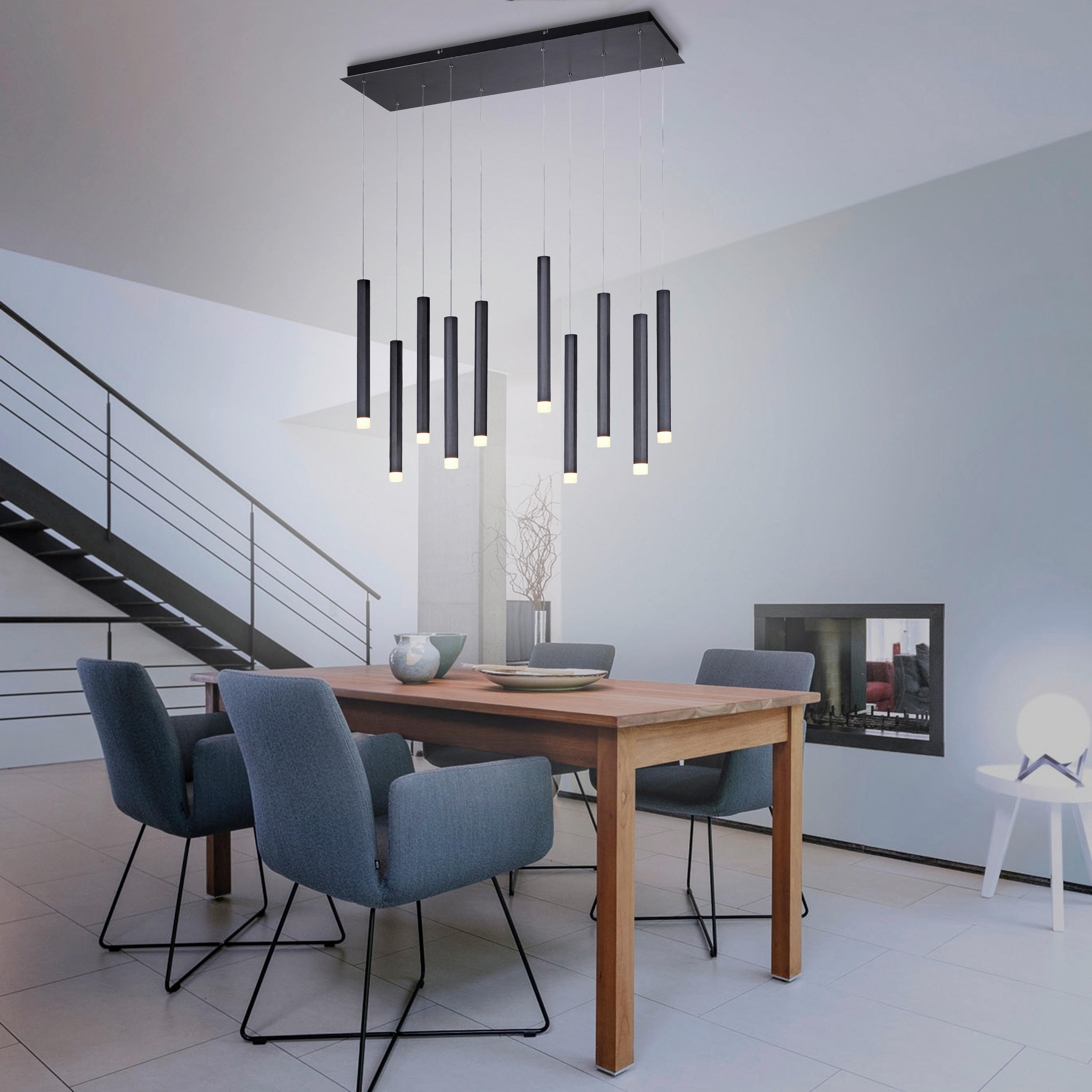 LED-HÄNGELEUCHTE Bruno 89/30/120 cm   - Schwarz, Design, Kunststoff/Metall (89/30/120cm)