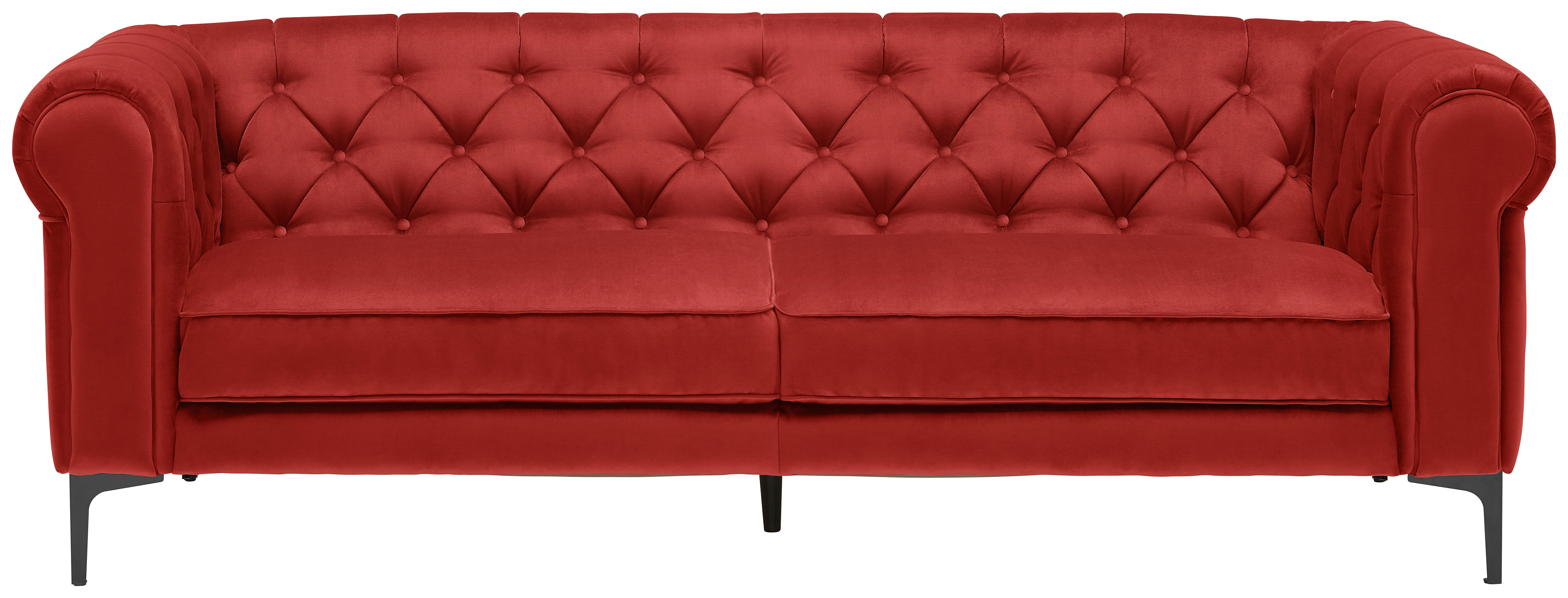 CHESTERFIELD-SOFA Rot Samt  - Rot/Schwarz, Trend, Textil/Metall (220/75/90cm) - Carryhome