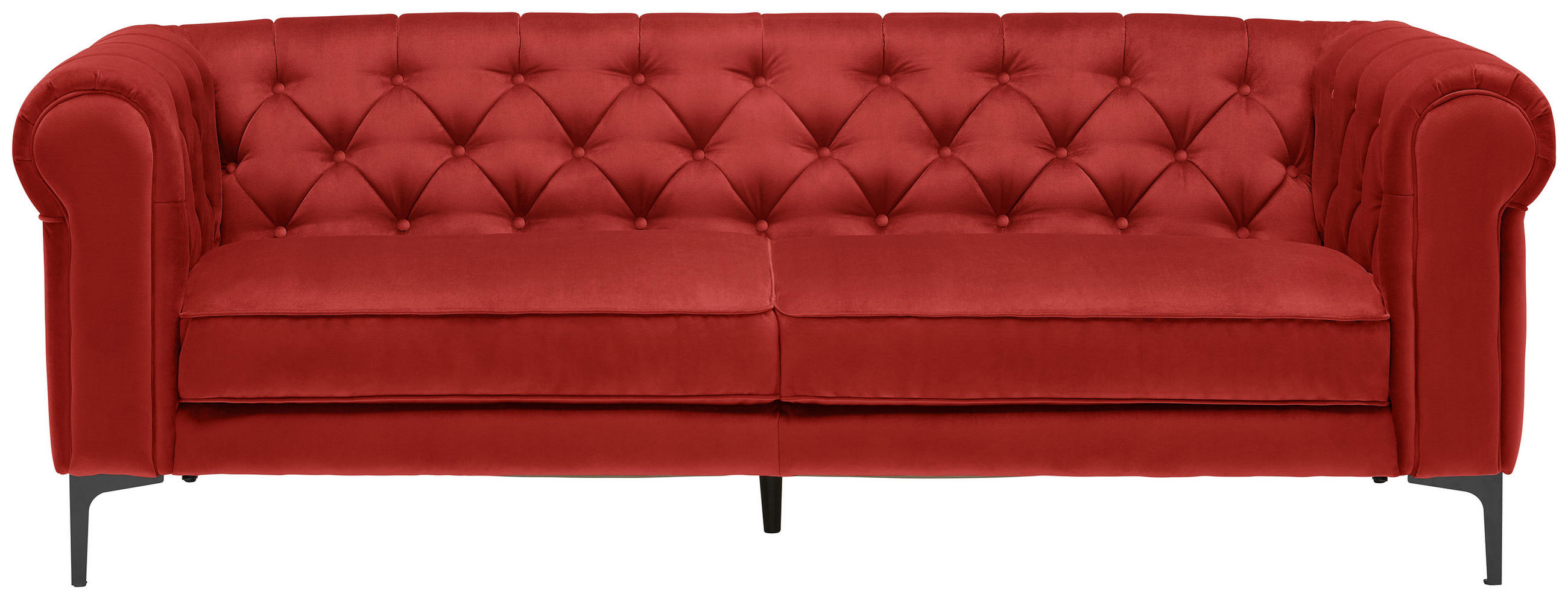 CHESTERFIELD-SOFA Rot Samt - Rot/Schwarz, Trend, Textil/Metall (220/75/90cm) - Carryhome