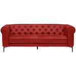 CHESTERFIELD-SOFA Rot Samt  - Rot/Schwarz, Trend, Textil/Metall (220/75/90cm) - Carryhome