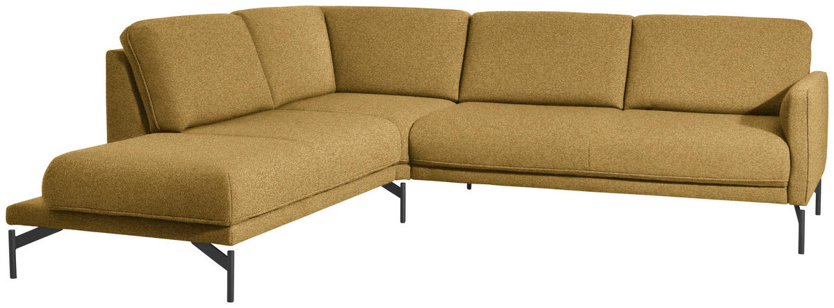 ECKSOFA in Flachgewebe, Struktur Gelb, Grün  - Anthrazit/Gelb, Design, Textil/Metall (230/254cm) - Johann Jakob
