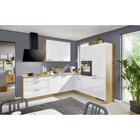 ECKKÜCHE 275/245 cm  in Eichefarben, Weiß Hochglanz  - Eichefarben/Weiß Hochglanz, Design, Holzwerkstoff/Metall (275/245cm) - Welnova