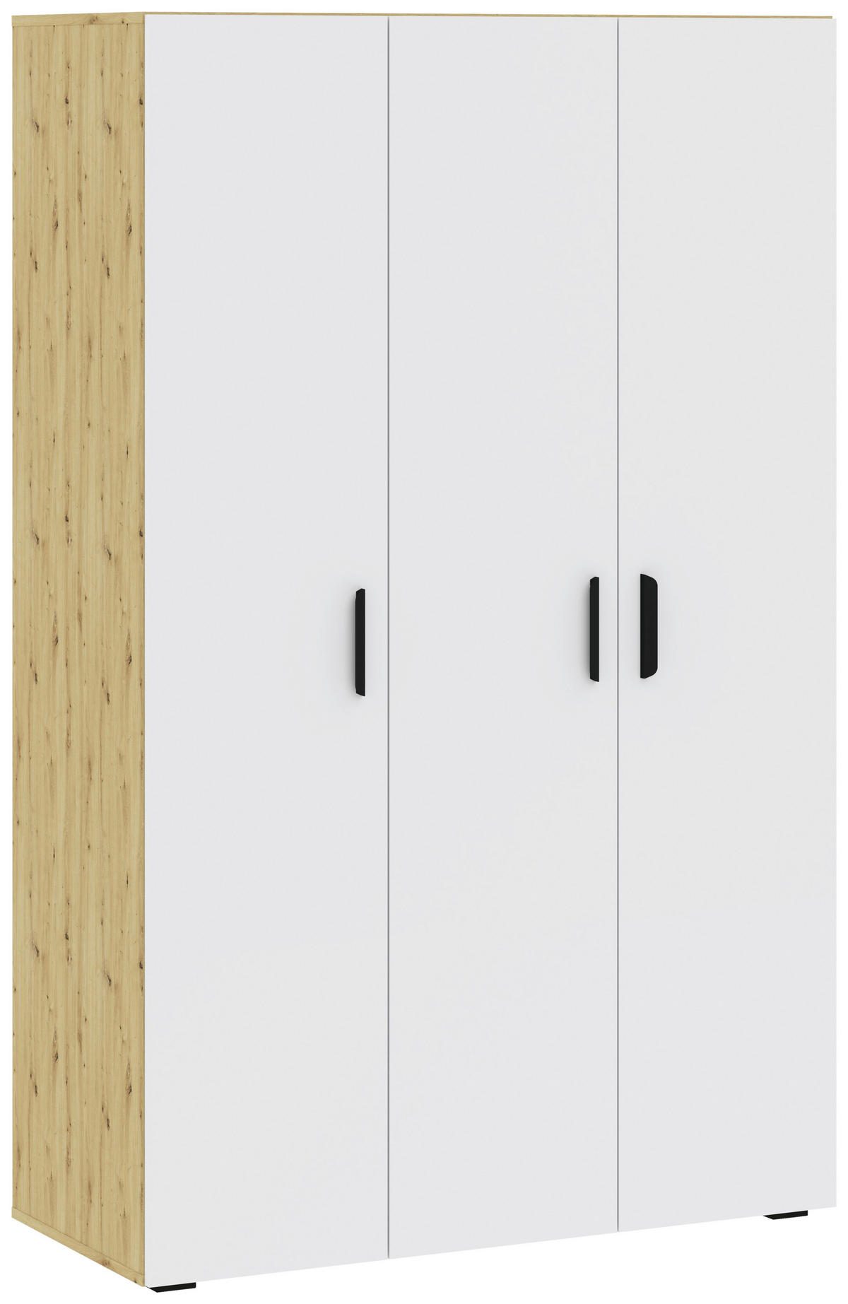 DREHTÜRENSCHRANK Weiss, Eiche Artisan  - Weiss/Schwarz, Modern, Holzwerkstoff/Kunststoff (111/179/52cm) - Carryhome