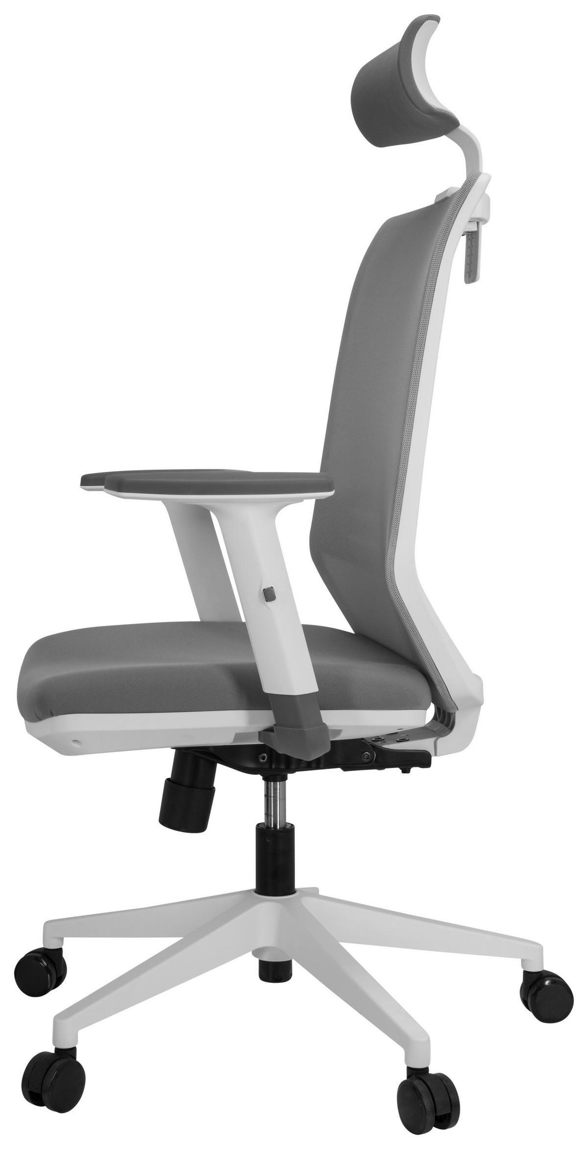 OTOČNÁ ŽIDLE, síťovina, plochá tkanina, šedá, bílá - šedá/bílá, Basics, textil/plast (70/117/62cm) - MID.YOU