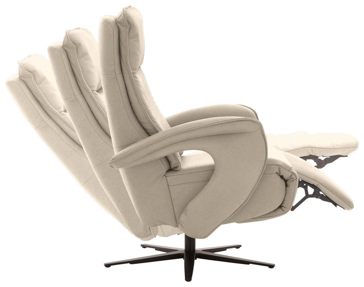 RELAXSESSEL in Leder Ecru  - Ecru/Schwarz, Design, Leder/Metall (77/110/87cm) - Valdera