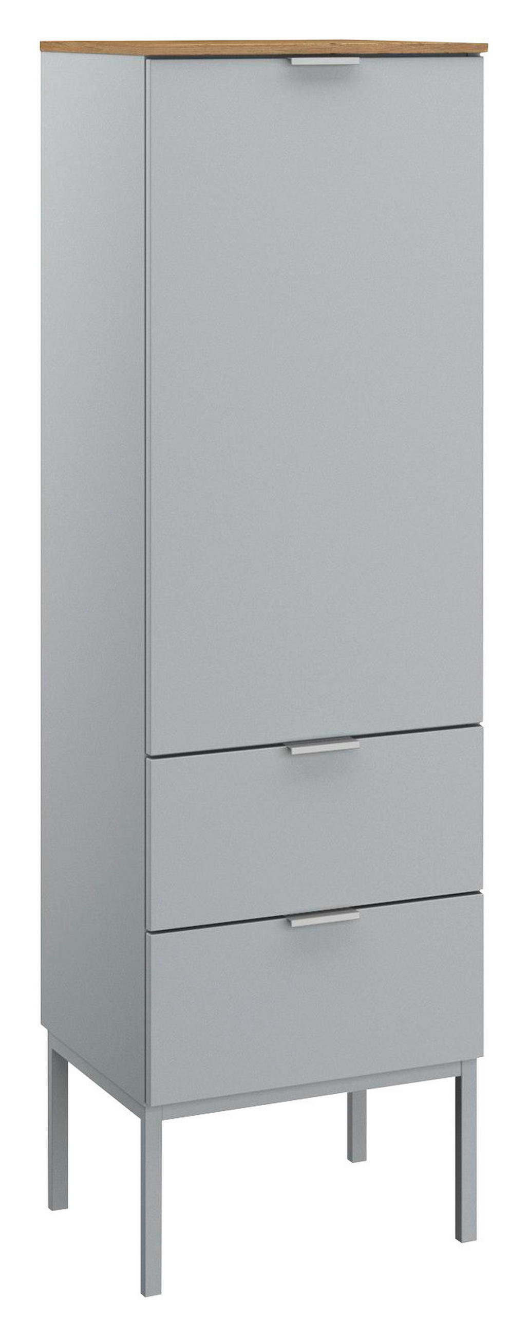 KOMMODE 40/138/42 cm Grau, Eichefarben  - Eichefarben/Alufarben, Trend, Holzwerkstoff/Kunststoff (40/138/42cm) - Stylife