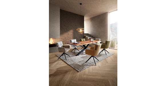 ESSTISCH in Holz, Metall 220/100/76 cm - Schwarz/Akaziefarben, Natur, Holz/Metall (220/100/76cm) - Landscape