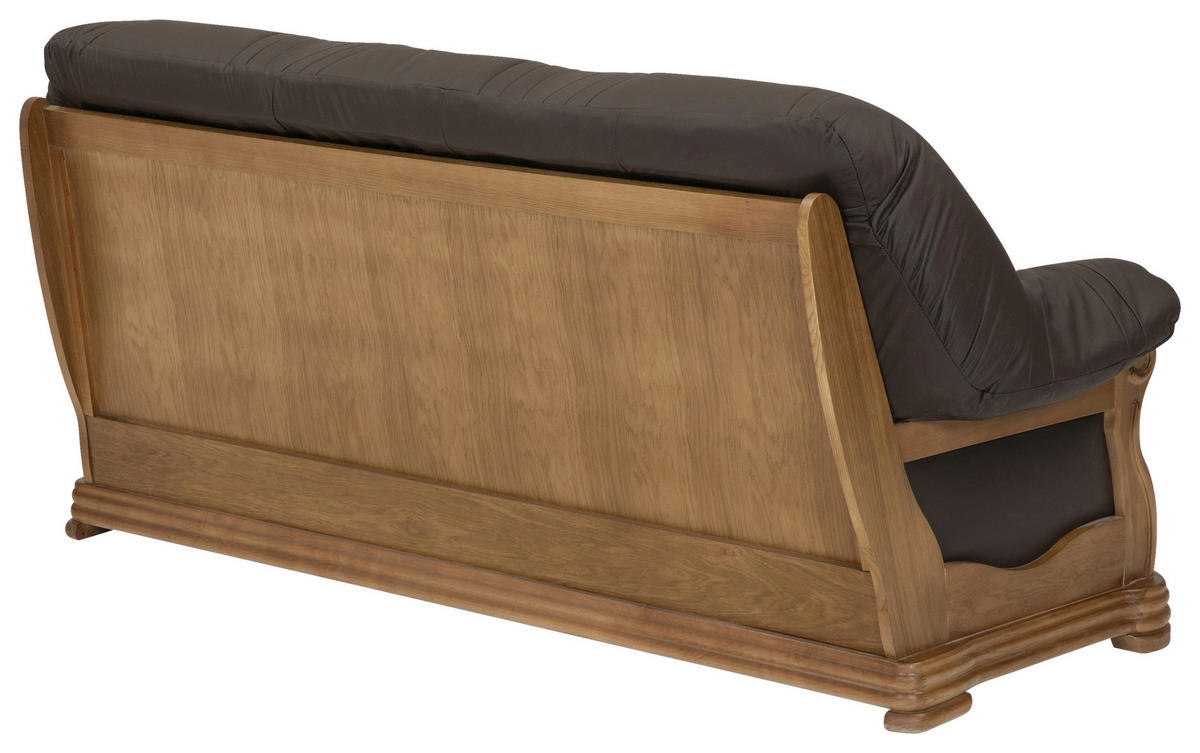 3-SITZER-SOFA in Echtleder Braun  - Eichefarben/Braun, Konventionell, Leder/Holz (195/95/94cm) - Max Winzer