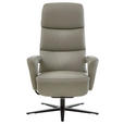RELAXSESSEL in Leder Greige  - Greige/Schwarz, Design, Leder/Metall (76/110/86cm) - Dieter Knoll