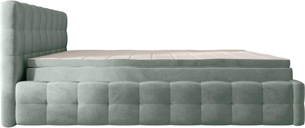 POLSTERBETT 180/200 cm,  in Hellgrau, Matratze, gepolstertes Kopfteil, Lattenrost, Bettkasten, Topper, H3 + H3 = fest  - Hellgrau/Schwarz, MODERN, Holz/Kunststoff (180/200cm) - Chameo