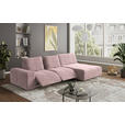 ECKSOFA in Velours Altrosa  - Schwarz/Altrosa, Design, Kunststoff/Textil (342/174cm) - Xora