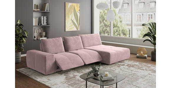 ECKSOFA in Velours Altrosa  - Schwarz/Altrosa, Design, Kunststoff/Textil (342/174cm) - Xora