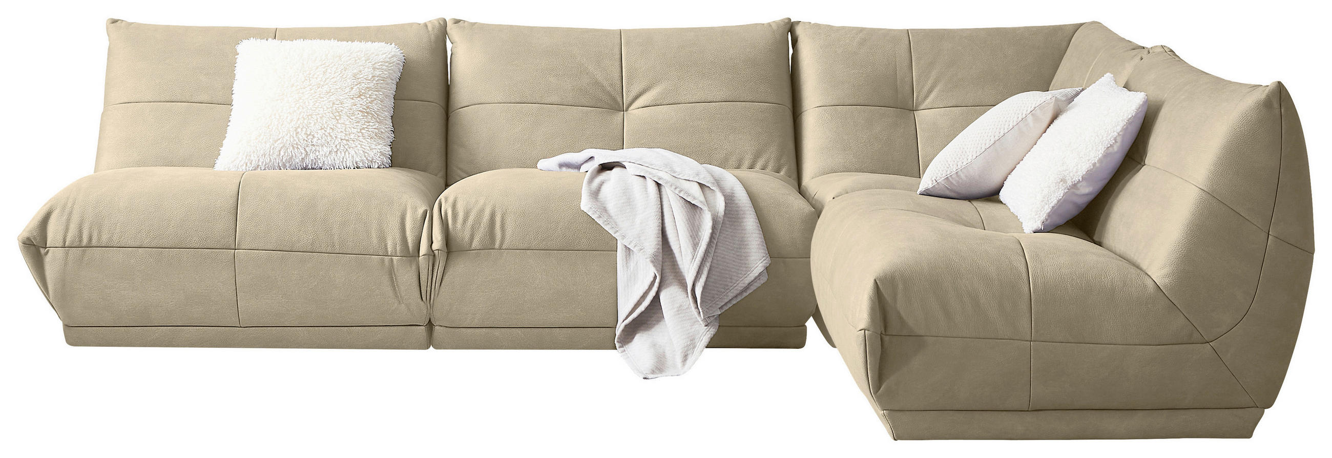 ECKSOFA in Lederlook Creme - Creme, Trend, Textil (315/210cm) - Livetastic