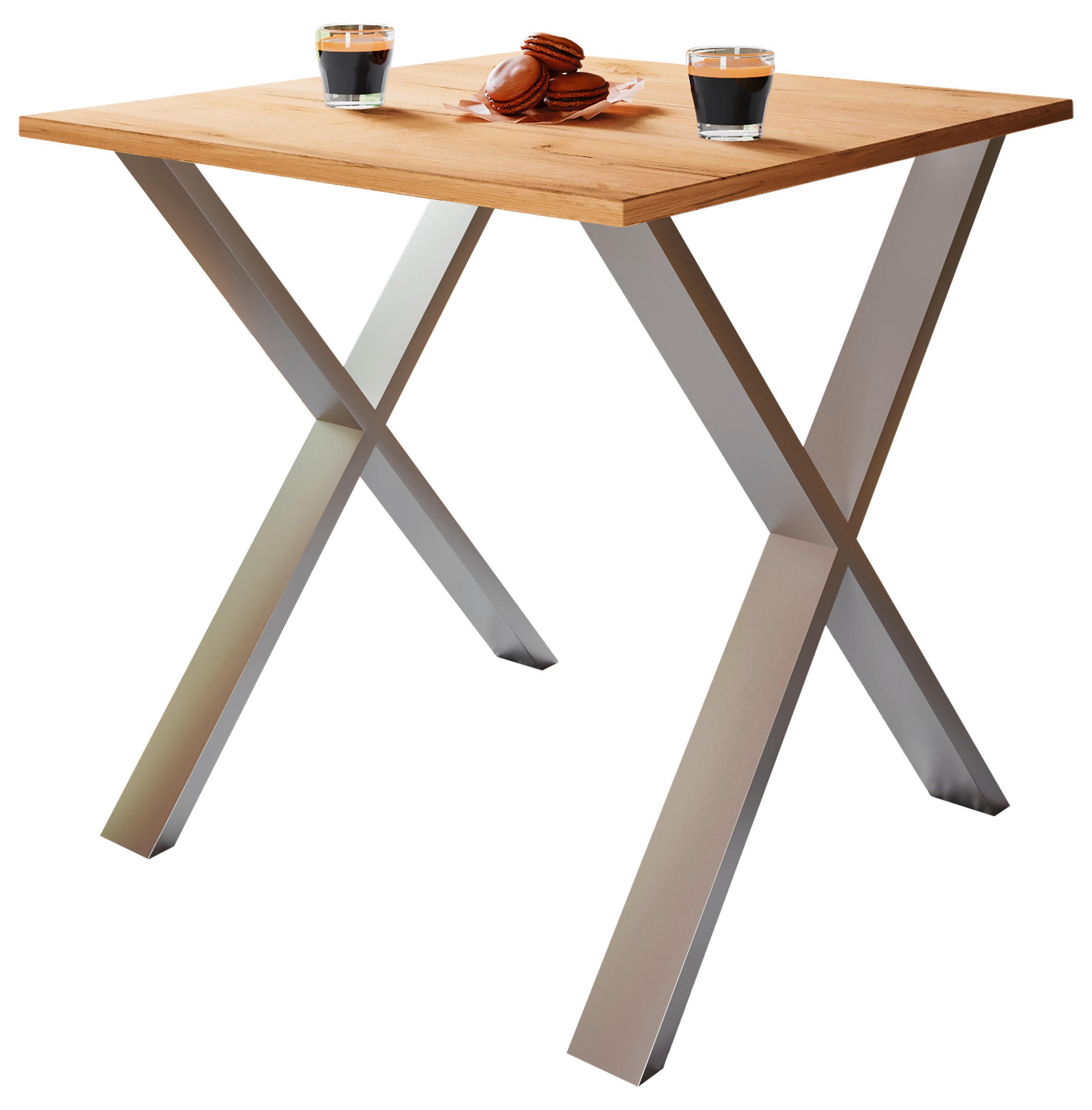 SCHREIBTISCH  in Schwarz, Honigeiche  - Honigeiche/Silberfarben, Design, Holzwerkstoff/Metall (80/76/80cm) - MID.YOU