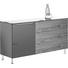 KOMMODE Eiche furniert Eichefarben, Grau - Eichefarben/Alufarben, Design, Glas/Holz (130/68,5/41,6cm) - Hülsta
