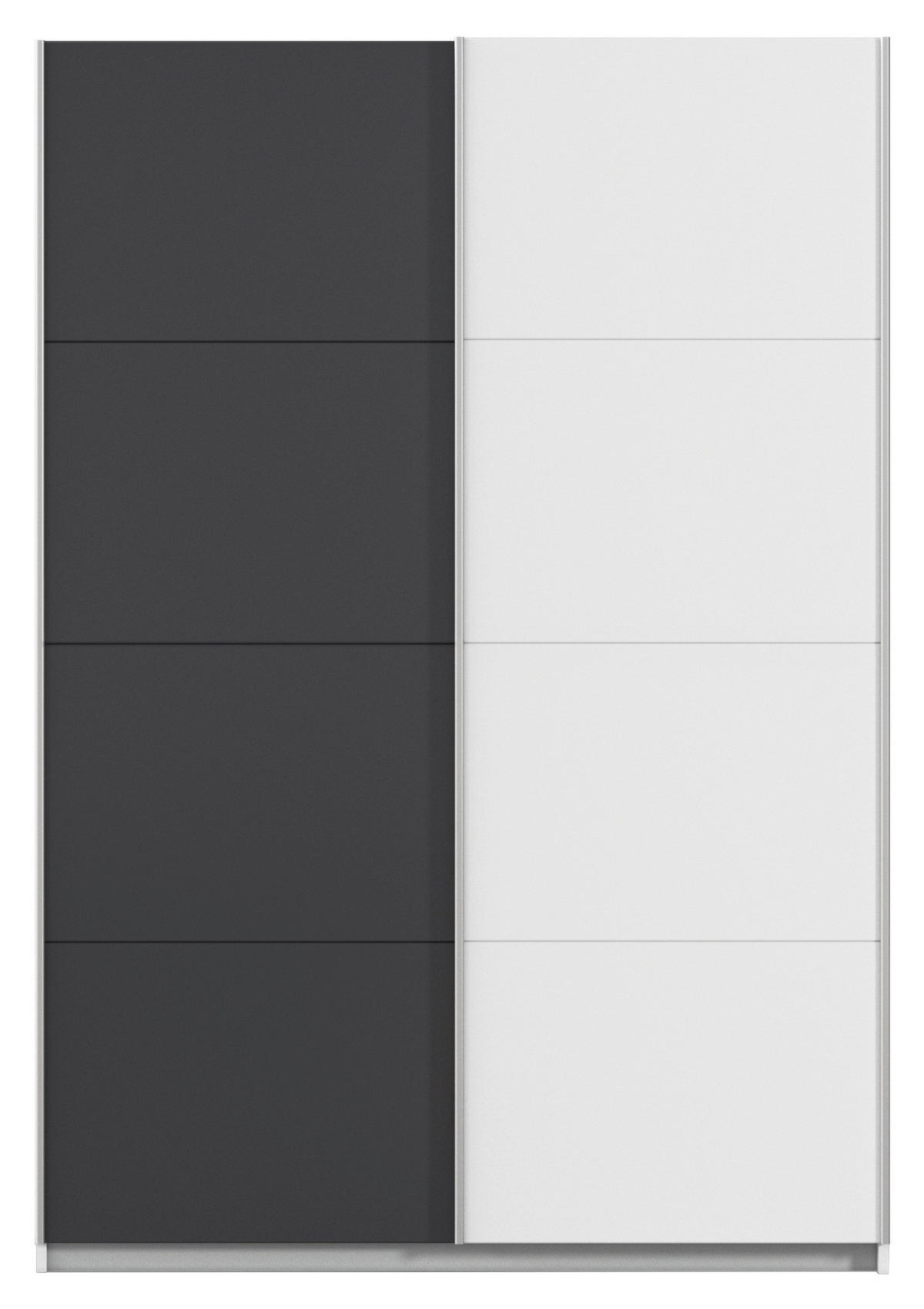 SCHWEBETÜRENSCHRANK in Weiss, Graphitfarben  - Weiss/Alufarben, Modern, Holzwerkstoff/Metall (136/197/61cm) - Rauch Möbel