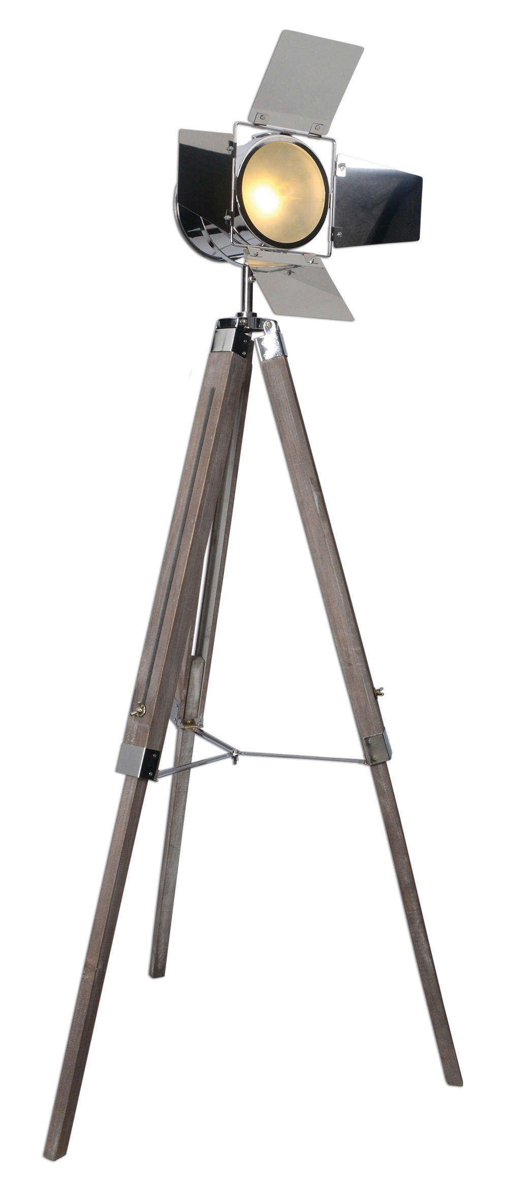 STEHLEUCHTE 71/100-140 cm Industrial  - Chromfarben/Braun, Design, Holz/Metall (71/100-140cm) - Näve