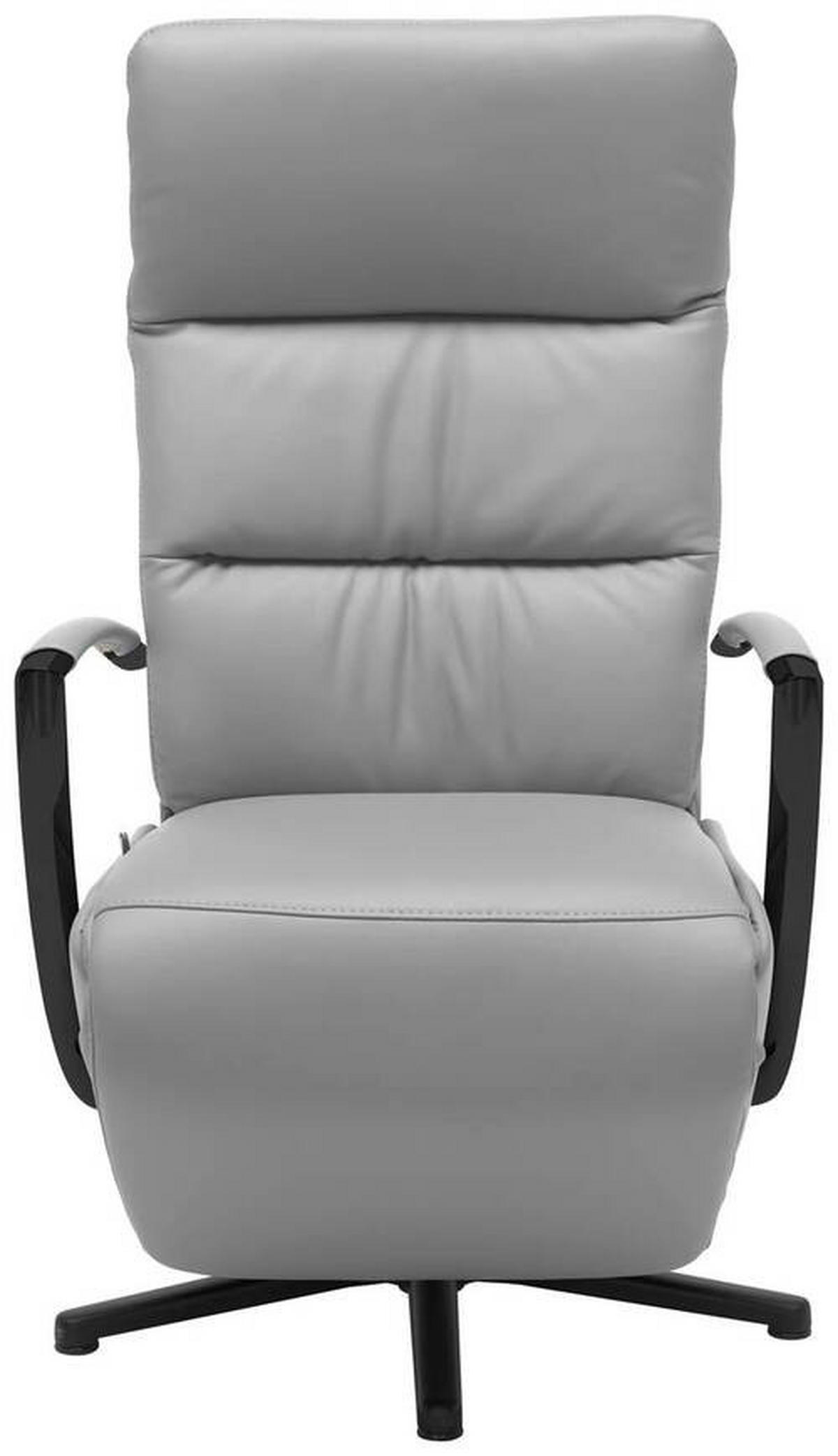 RELAXSESSEL in Leder Hellgrau  - Hellgrau/Schwarz, Design, Leder/Metall (64/112/80cm) - Cantus