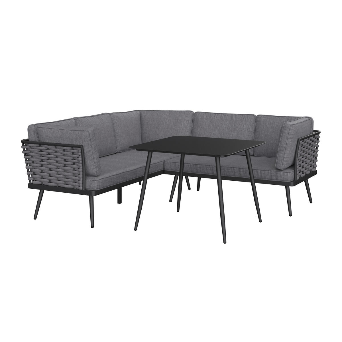 DINING-LOUNGESET Aluminium  - Dunkelgrau/Anthrazit, MODERN, Kunststoff/Textil - Ambia Garden