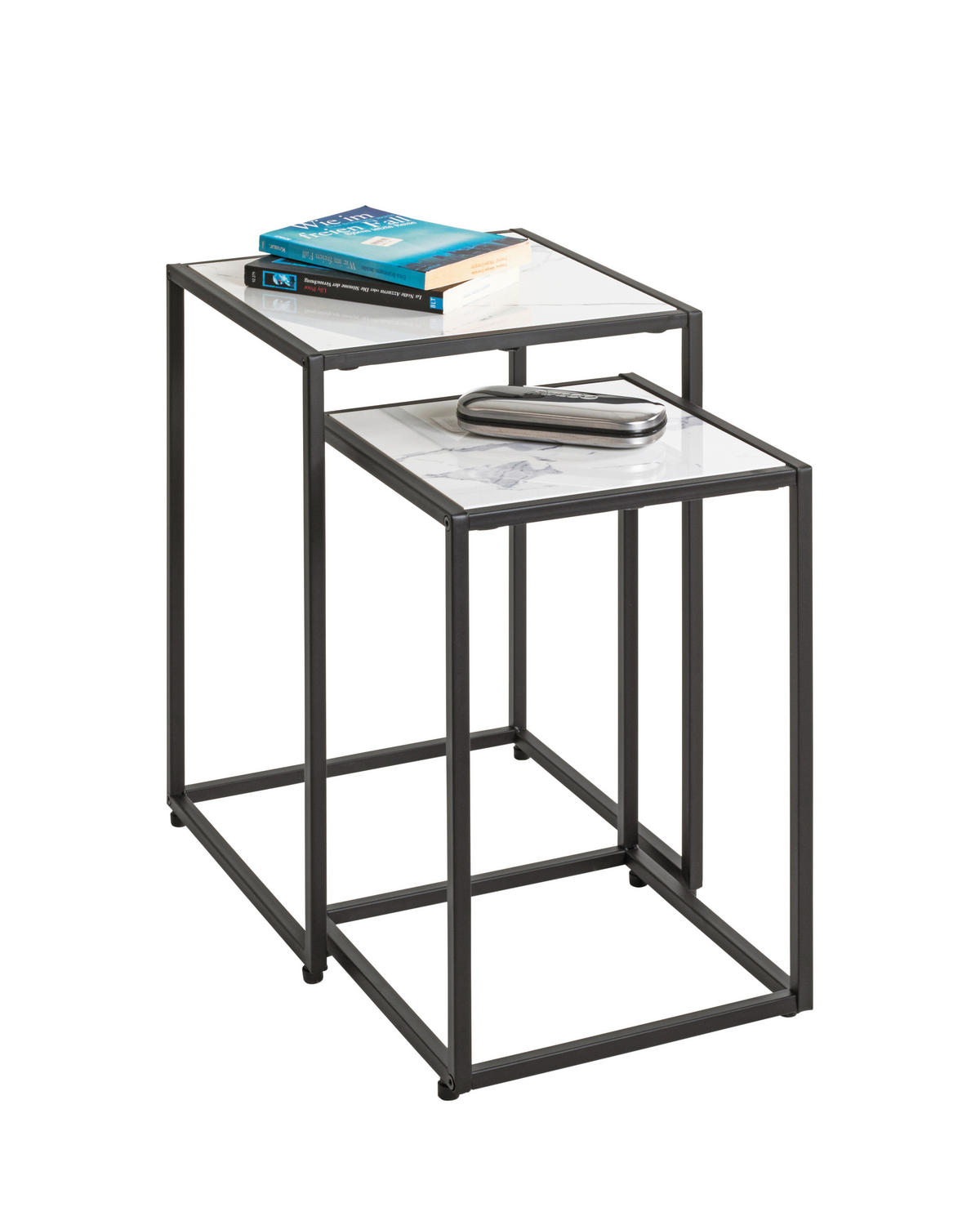 BEISTELLTISCHSET in Metall, Holzwerkstoff 28/33/28/33/43/50 cm  - Schwarz/Weiß, Trend, Holzwerkstoff/Metall (28/33/28/33/43/50cm)