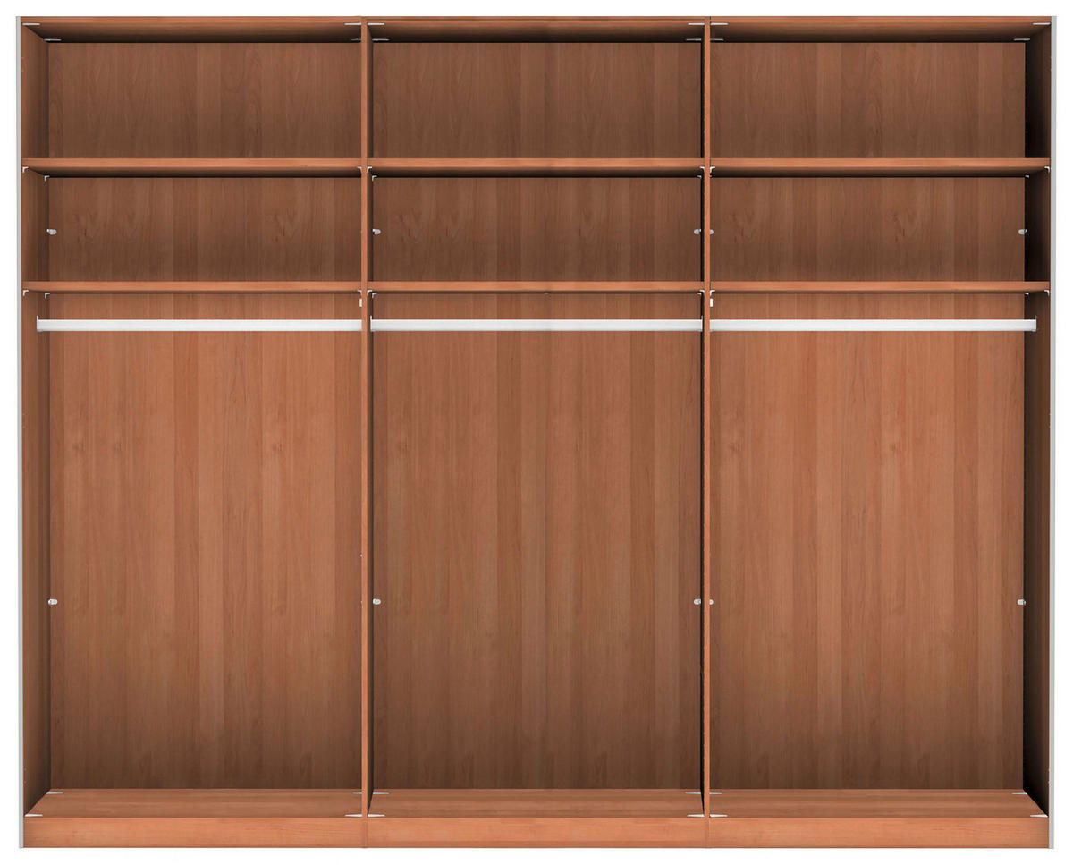 SCHWEBETÜRENSCHRANK 250/217/67 cm 3-türig Dunkelbraun, Eiche Bianco  - Eiche Bianco/Dunkelbraun, Natur, Glas/Holz (250/217/67cm) - Linea Natura