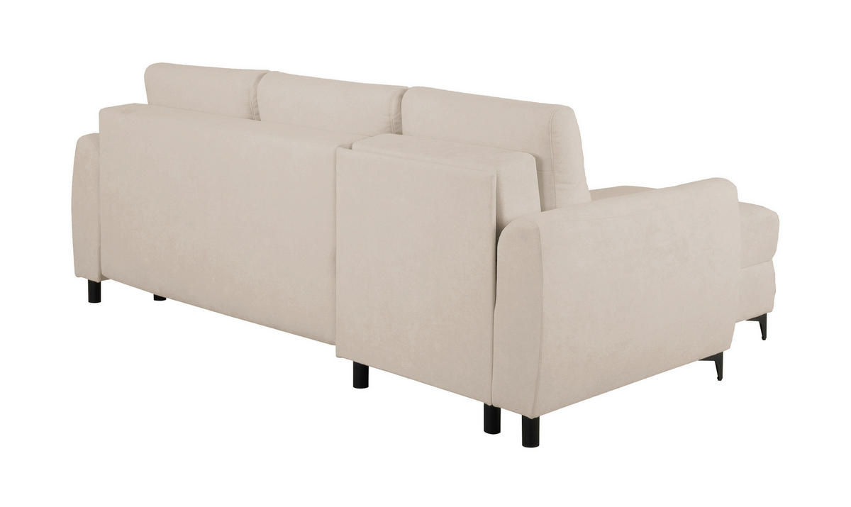 ECKSOFA Moli Taupe Bouclé  - Taupe/Schwarz, Design, Textil/Metall (236/148cm) - MID.YOU