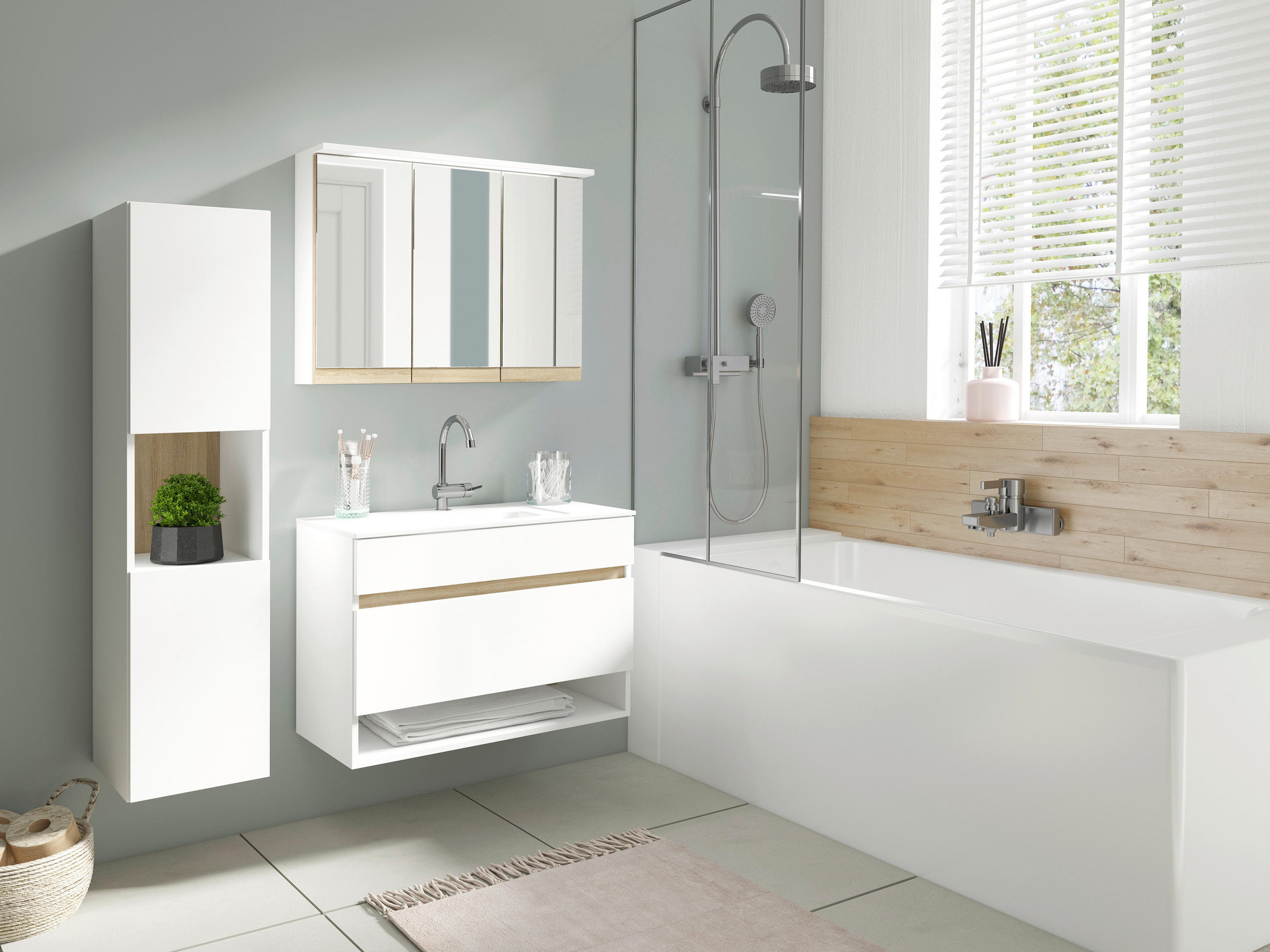 SPIEGELSCHRANK 80/60/20 cm  - Weiß, MODERN, Glas/Holzwerkstoff (80/60/20cm) - MID.YOU