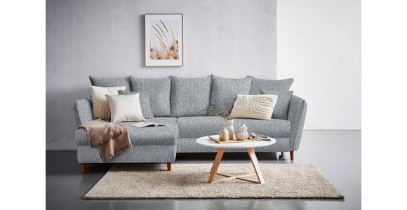 ECKSOFA in Webstoff Hellgrau 284/162 cm - Eichefarben/Hellgrau, KONVENTIONELL, Holz/Textil (284/162cm) - Carryhome
