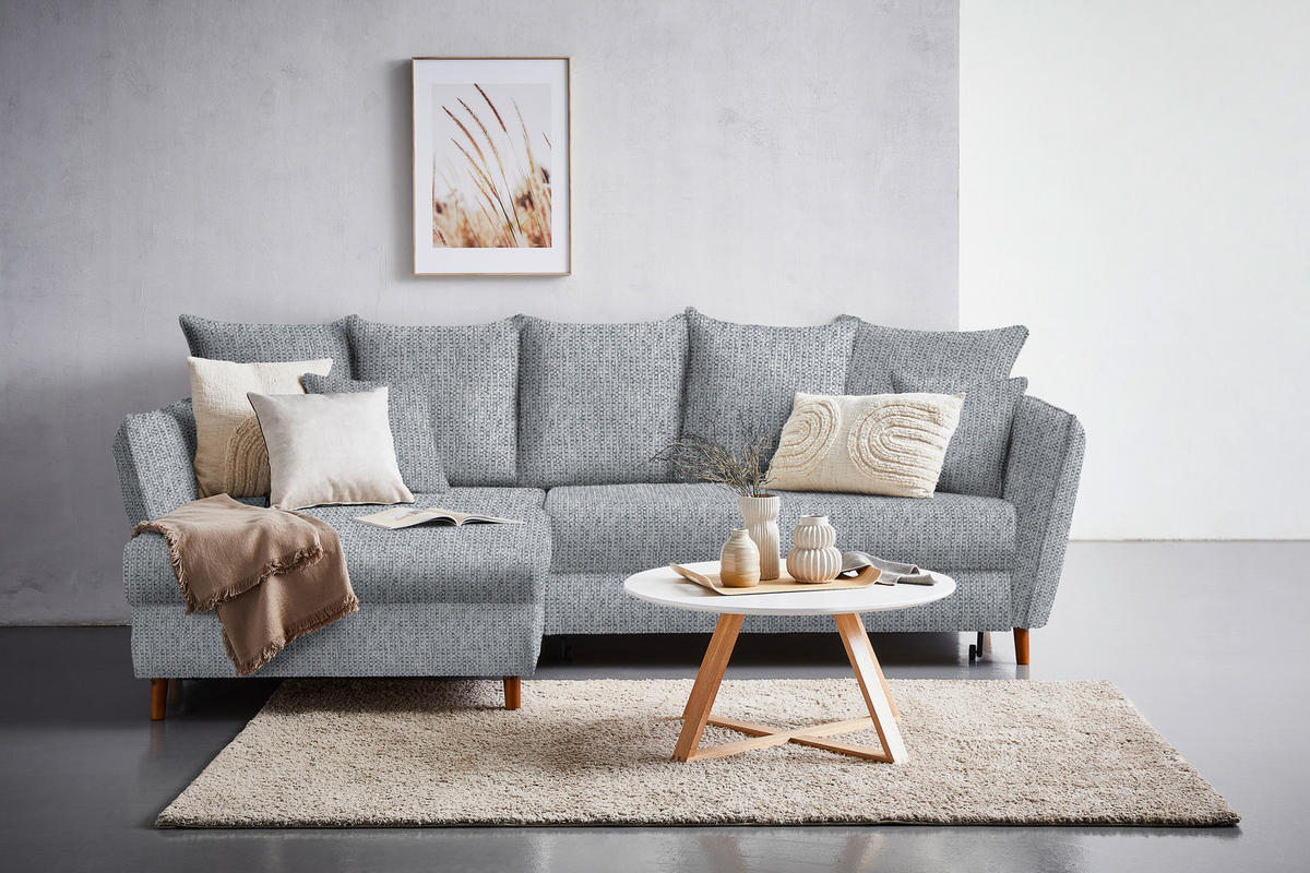 ECKSOFA in Webstoff Hellgrau  - Eichefarben/Hellgrau, Konventionell, Holz/Textil (284/162cm) - Carryhome