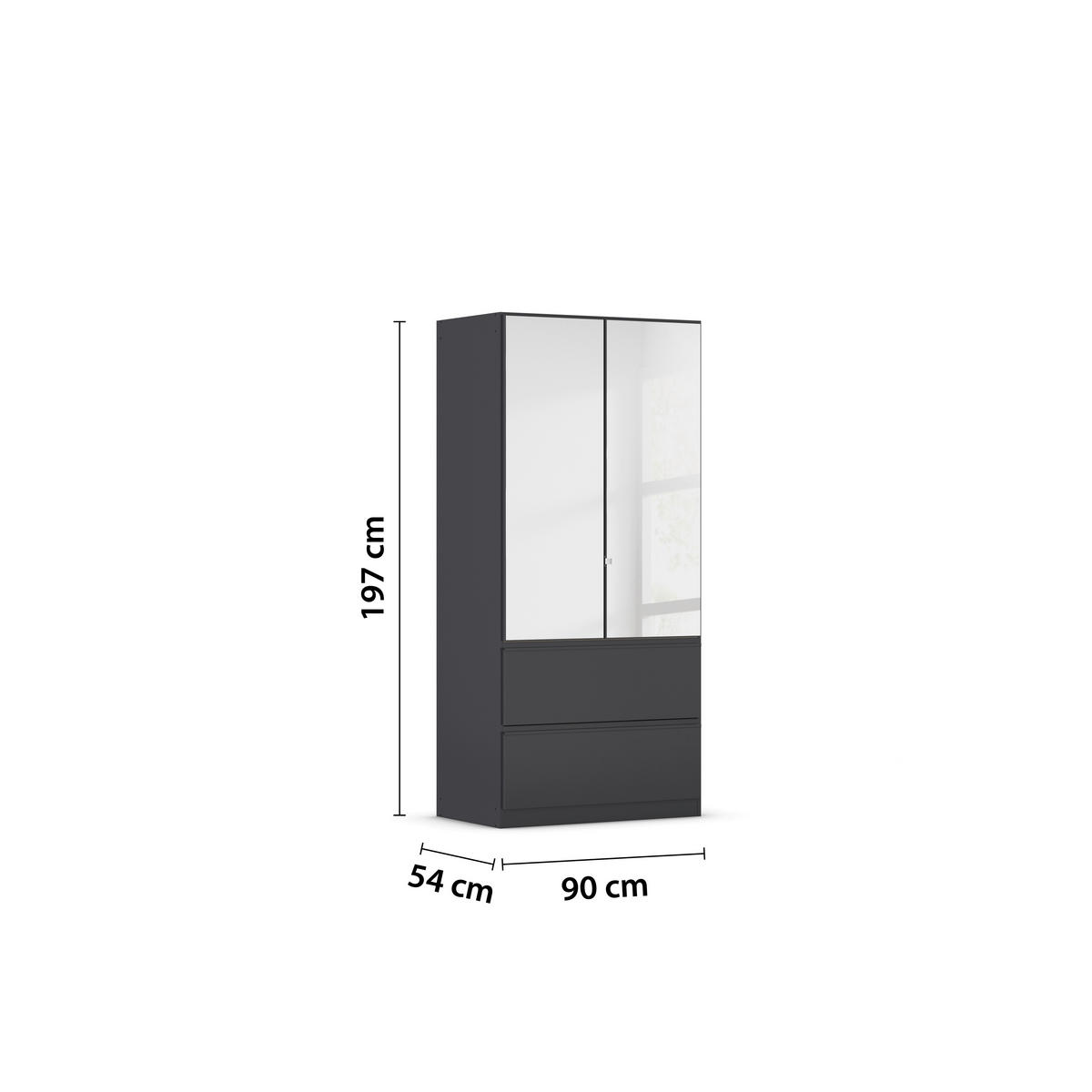 DREHTÜRENSCHRANK in Grau  - Grau, Modern, Holzwerkstoff (91/197/54cm) - Rauch Möbel