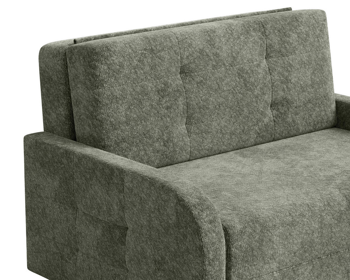 SCHLAFSOFA Chenille Dunkelgrün  inkl. Bettkasten, Schlaffunktion, Rücken echt, Liegefläche im Originalstoff  - Dunkelgrün/Schwarz, MODERN, Kunststoff/Textil (190/90/100cm) - Milino