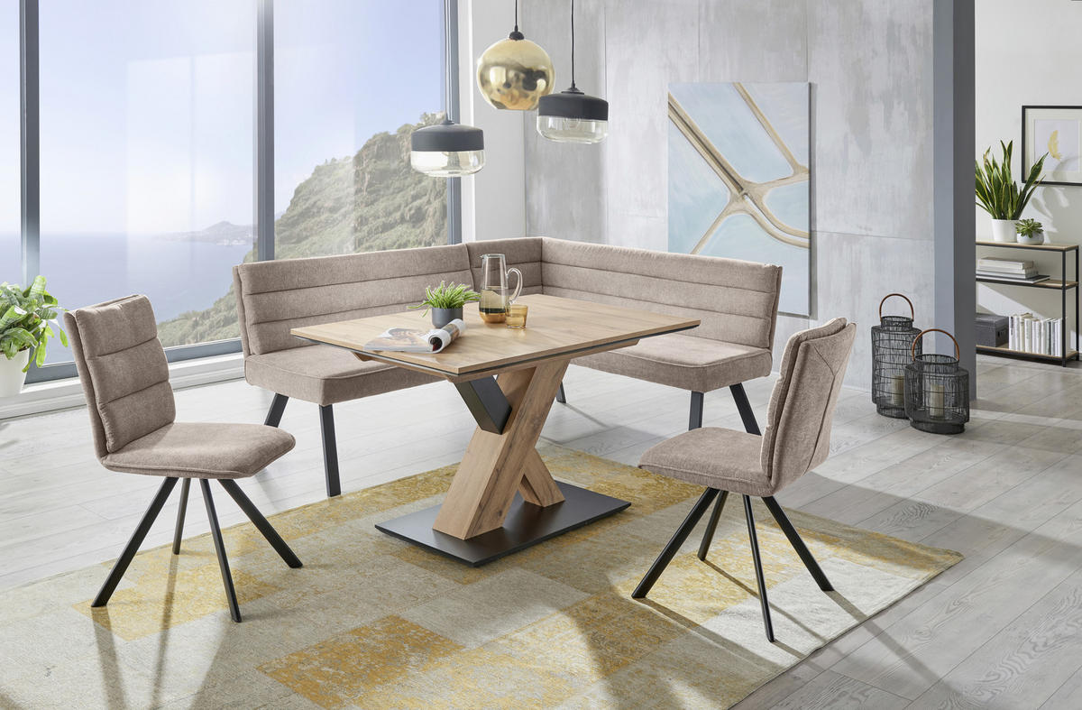 ESSTISCH rechteckig Schwarz, Eichefarben  - Eichefarben/Schwarz, Design, Holzwerkstoff (110/70/75,5cm) - Cantus