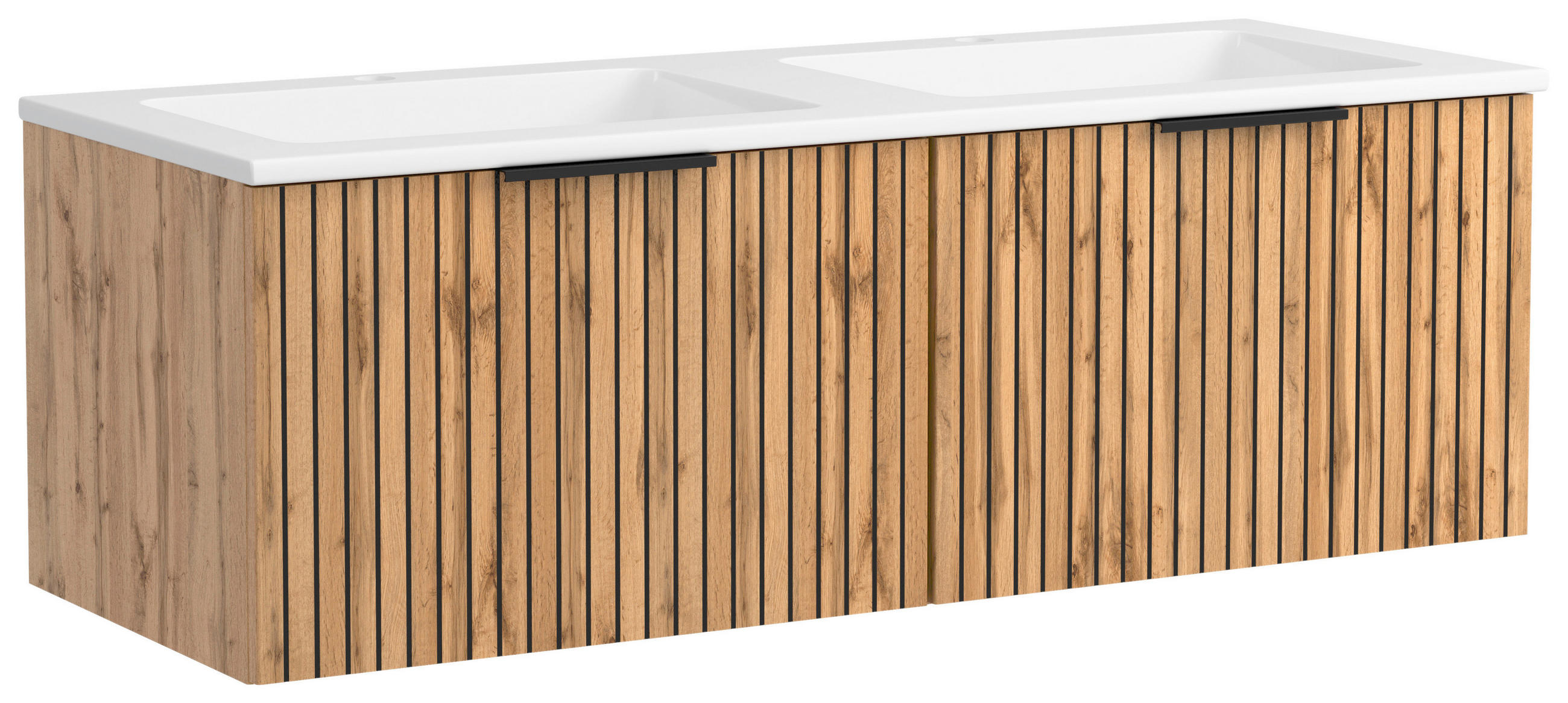 WASCHTISCHKOMBI 120 cm  - Eiche Wotan/Schwarz, MODERN, Holzwerkstoff/Stein (120cm) - Held