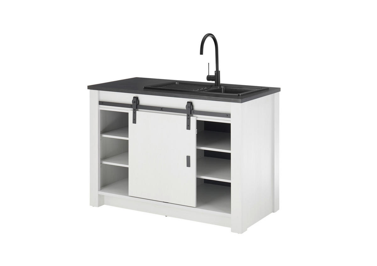 SPÜLENUNTERSCHRANK 133/93/64 cm  in Anthrazit, Weiß  - Anthrazit/Schwarz, Trend, Holzwerkstoff/Metall (133/93/64cm) - MID.YOU