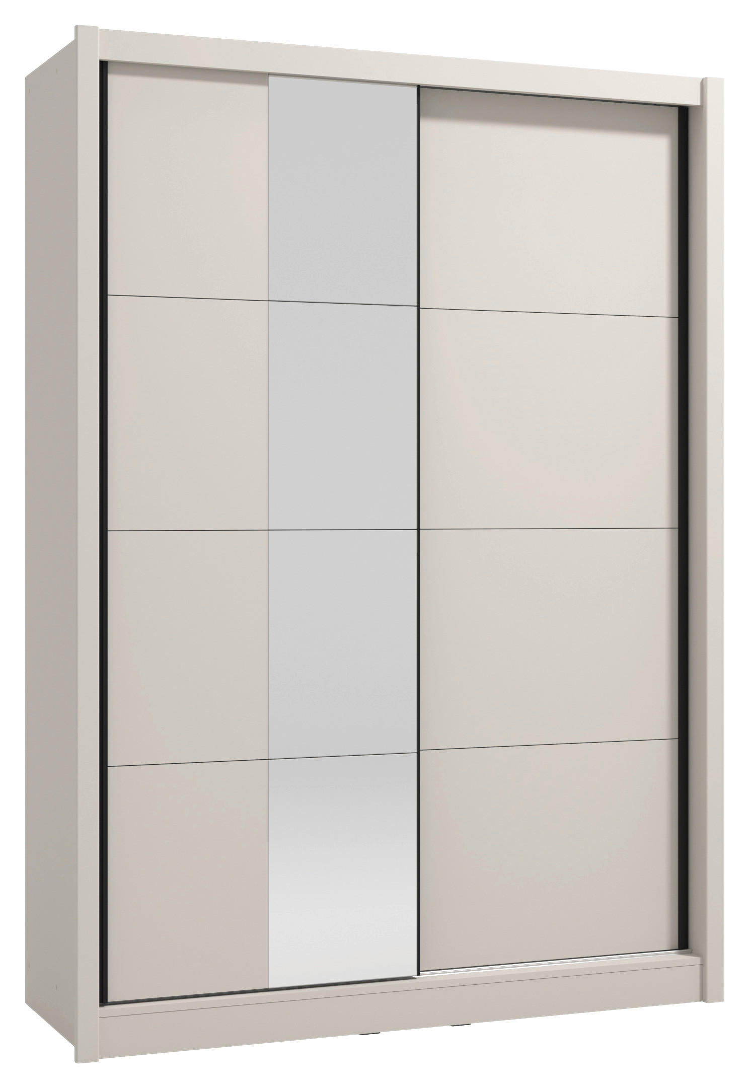 SCHIEBETÜRENSCHRANK 155.5/215,5/60 cm 2-türig Kaschmir  - Kaschmir/Schwarz, MODERN, Holzwerkstoff/Metall (155.5/215,5/60cm) - MID.YOU