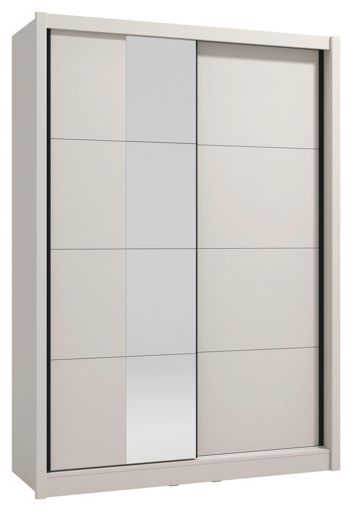 SCHIEBETÜRENSCHRANK 155.5/215,5/60 cm 2-türig Kaschmir  - Kaschmir/Schwarz, MODERN, Holzwerkstoff/Metall (155.5/215,5/60cm) - MID.YOU