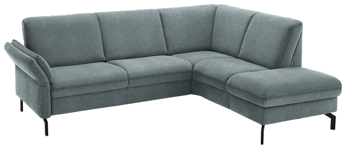 ECKSOFA in Flachgewebe Blaugrau  - Blaugrau/Schwarz, Konventionell, Textil/Metall (241/190cm) - Beldomo Comfort