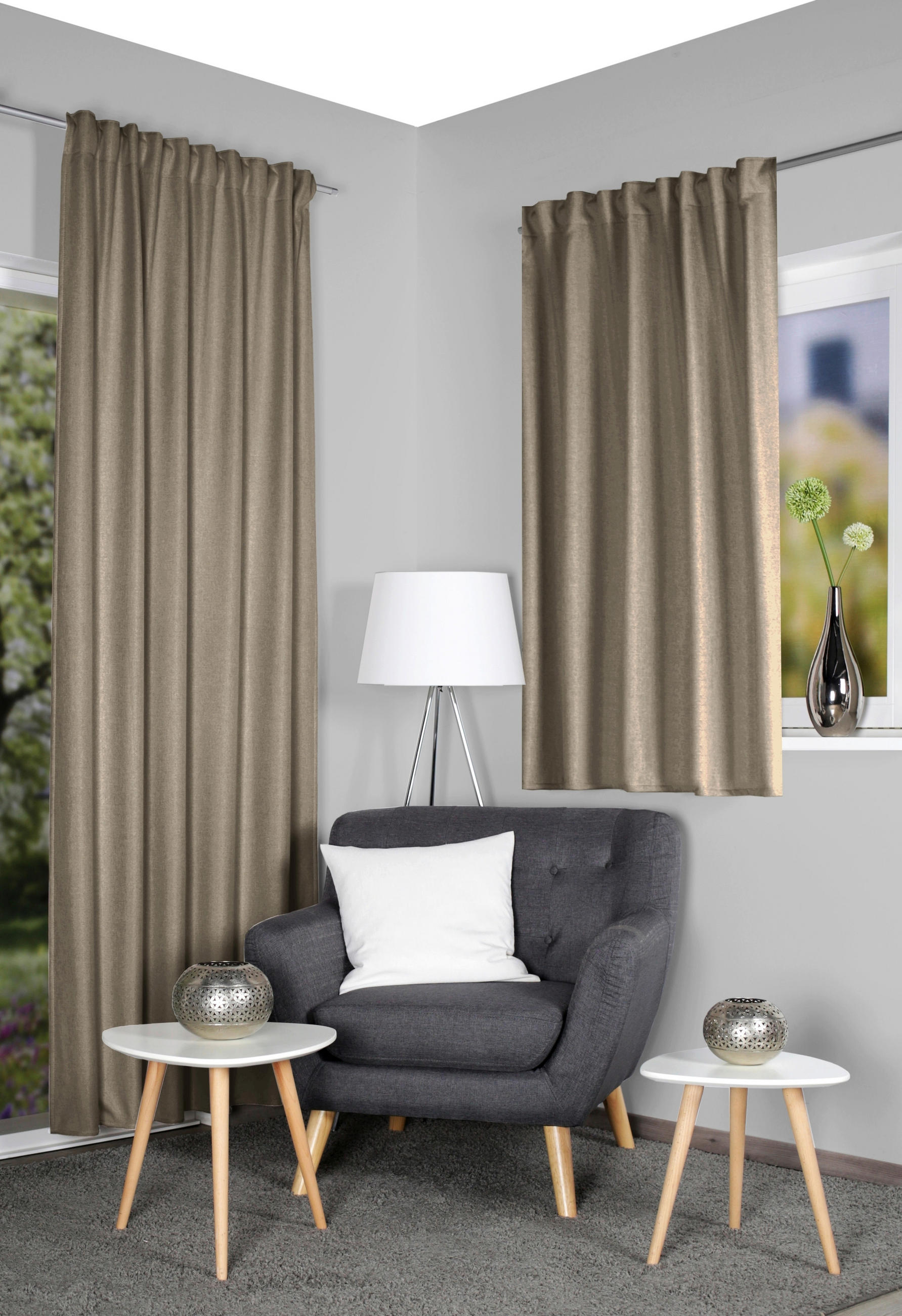 WÄRMESCHUTZVORHANG ESKAMIO Verdunkelung 270/245 cm   - Beige, Basics, Textil (270/245cm)